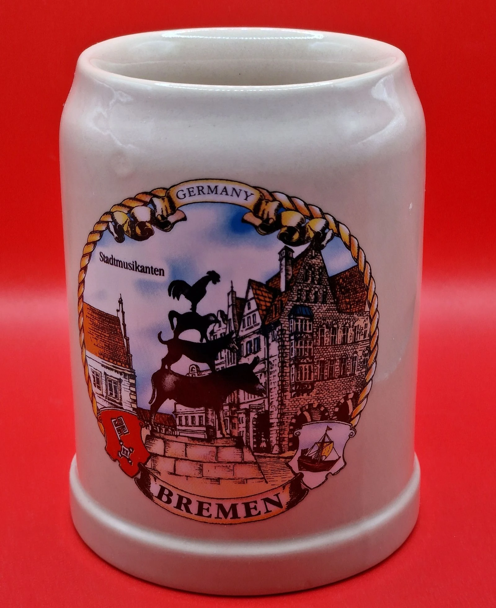 Jarra de cerveza de cerámica Domex de Bremen Alemania de 0,5 litros
